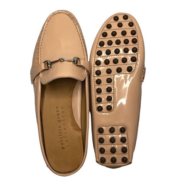 Patricia Green Collection Driving Mule Patent Leather Horse Bit Tan Size 8 - Picture 1 of 9